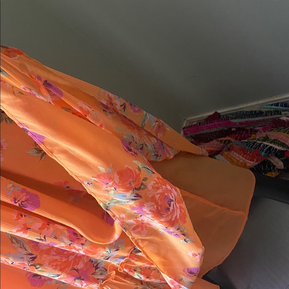 Jessica Simpson Vibrant Orange Floral Maxi Dress - Picture 9 of 11